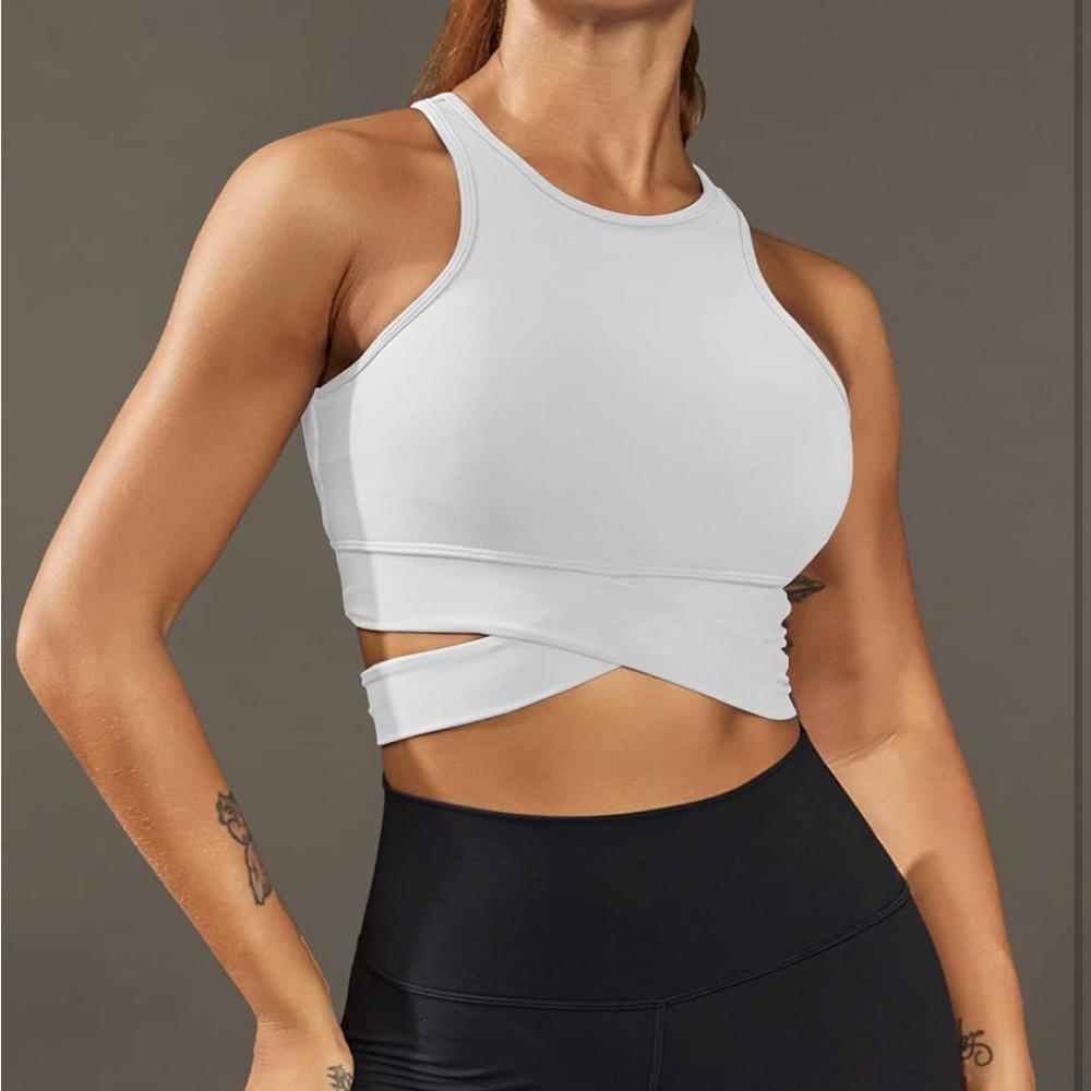 Womens High Neck Sports Bra Longline